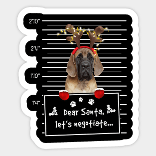 English Mastiff Dear Santa Let's Negotiate Christmas Sticker